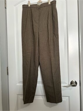 L.L. Bean Women’s Wool Blend Plaid Trouser Pant Size 12 chic preppy academia 90s